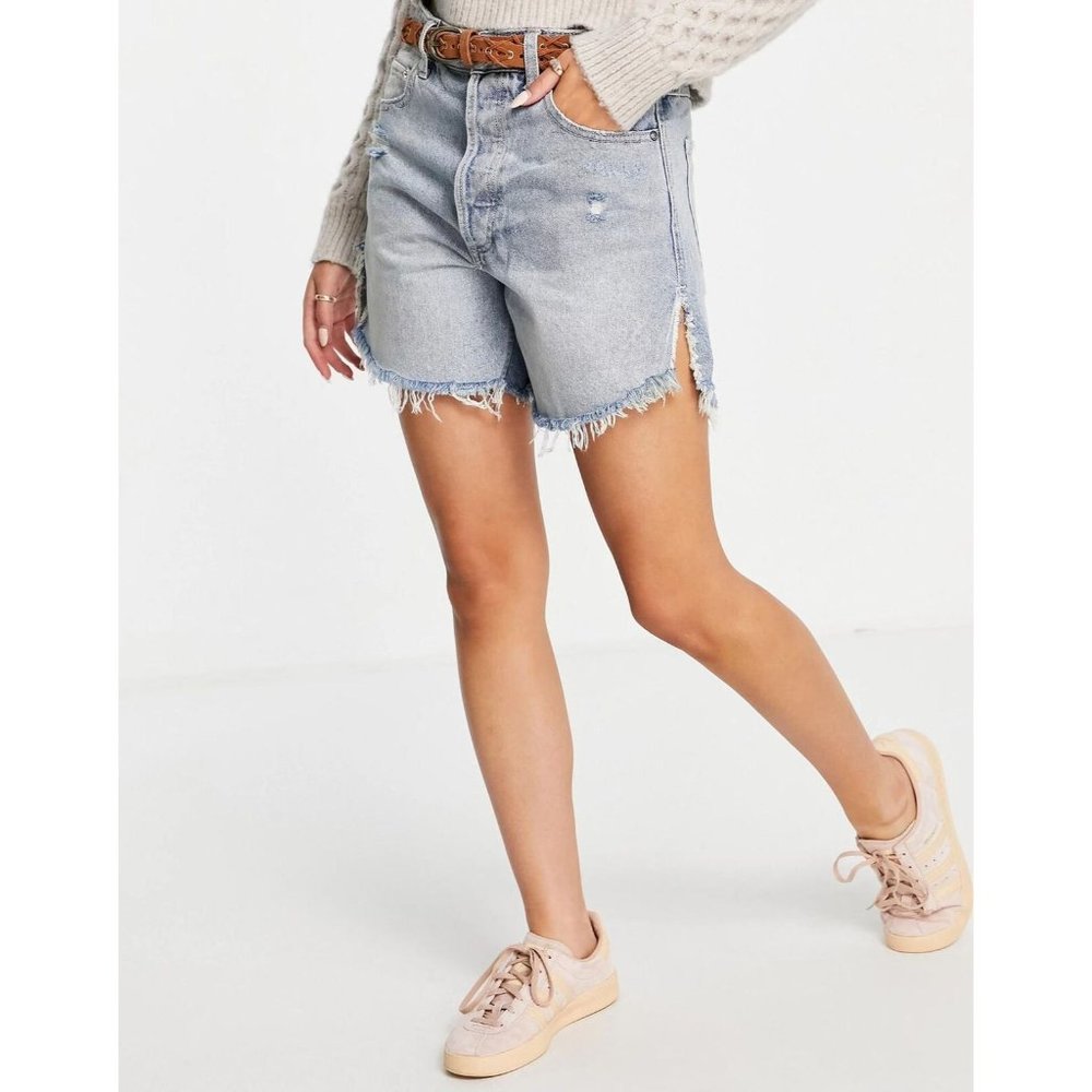 We The Free raw hem denim shorts light wash button fly denim jean shorts 165/68a